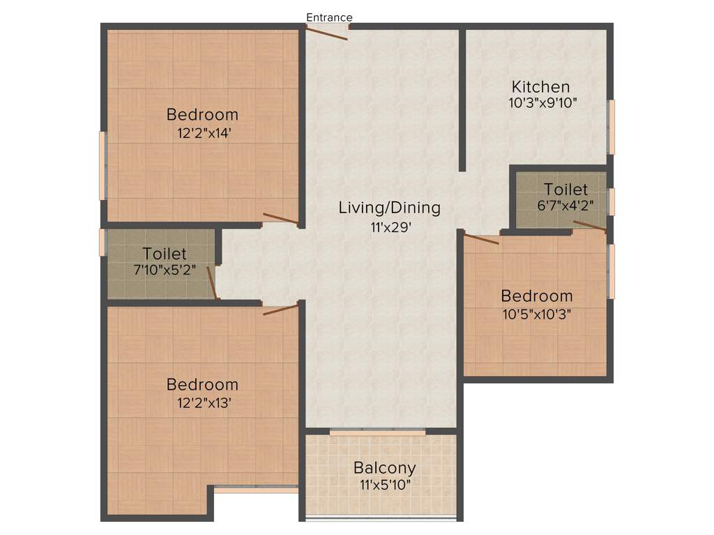 Creations Genesis (3BHK+2T (1,348 sq ft) 1348 sq ft)