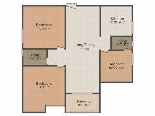 Creations Genesis (3BHK+2T (1,348 sq ft) 1348 sq ft) Creations Genesis (3BHK+2T (1,348 sq ft) 1348 sq ft)