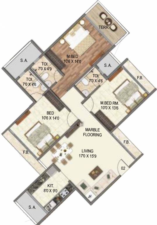 Vinay Vedanta (3BHK+3T (1,717 sq ft) 1717 sq ft)