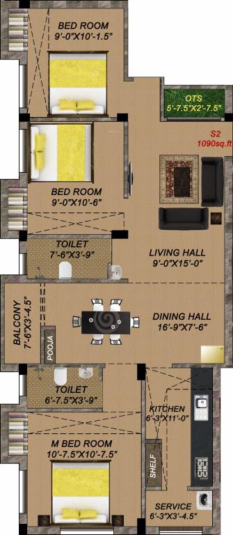Blue Bay Atlantic (3BHK+2T (1,090 sq ft) Pooja Room 1090 sq ft) Blue Bay Atlantic (3BHK+2T (1,090 sq ft) Pooja Room 1090 sq ft)