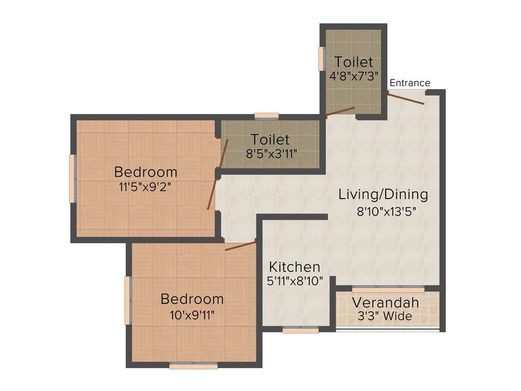 GS Geetanjali Garden (2BHK+2T (804 sq ft) 804 sq ft)