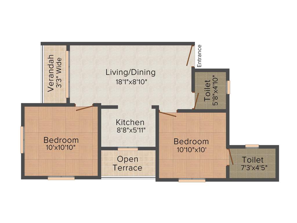 GS Geetanjali Garden (2BHK+2T (805 sq ft) 805 sq ft)