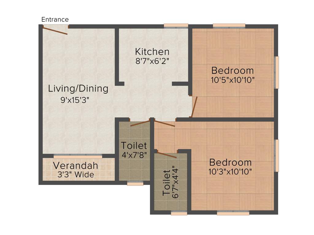 GS Geetanjali Garden (2BHK+2T (813 sq ft) 813 sq ft)