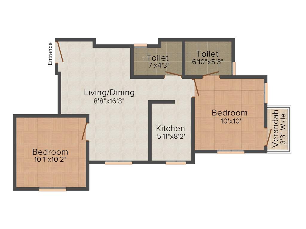 GS Geetanjali Garden (2BHK+2T (826 sq ft) 826 sq ft)