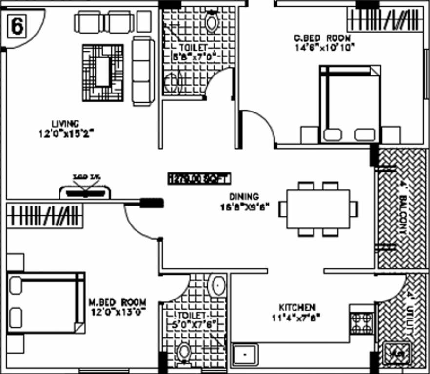 BM Glorietta (2BHK+2T (1,279 sq ft) 1279 sq ft)