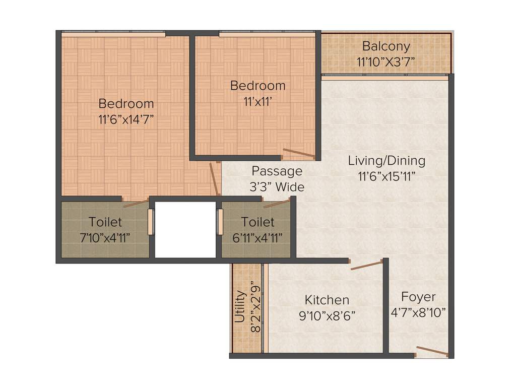 Unishire The Weave (2BHK+2T (1,140 sq ft) 1140 sq ft)