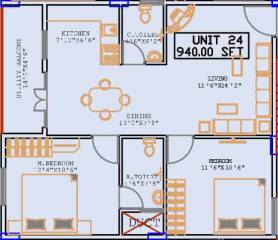 Prabhavathi Elegant (2BHK+2T (940 sq ft) 940 sq ft)