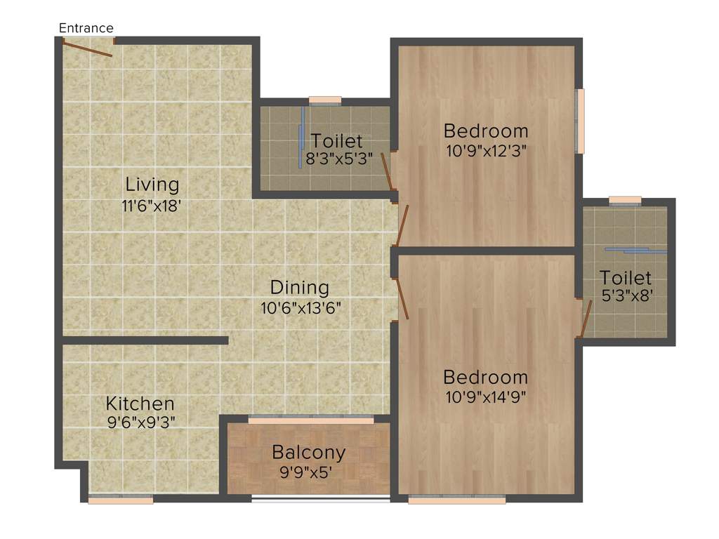 Veracious Zarita (2BHK+2T (1,155 sq ft) 1155 sq ft)
