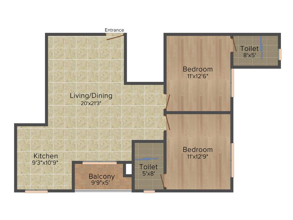 Veracious Zarita (2BHK+2T (1,100 sq ft) 1100 sq ft)