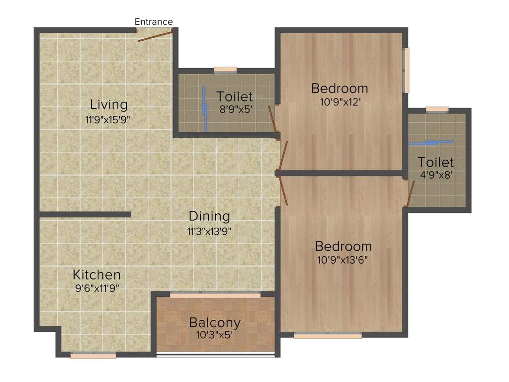 Veracious Zarita (2BHK+2T (1,130 sq ft) 1130 sq ft)
