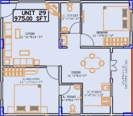 Prabhavathi Elegant (2BHK+2T (975 sq ft) 975 sq ft)