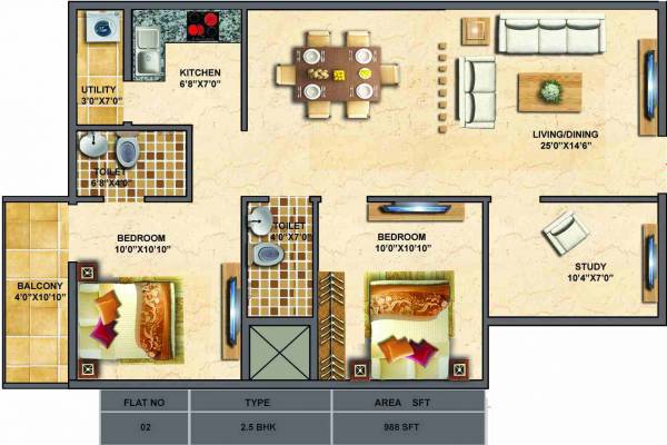 Surath Silver Star I (2BHK+2T (988 sq ft) Study Room 988 sq ft) Surath Silver Star I (2BHK+2T (988 sq ft) Study Room 988 sq ft)