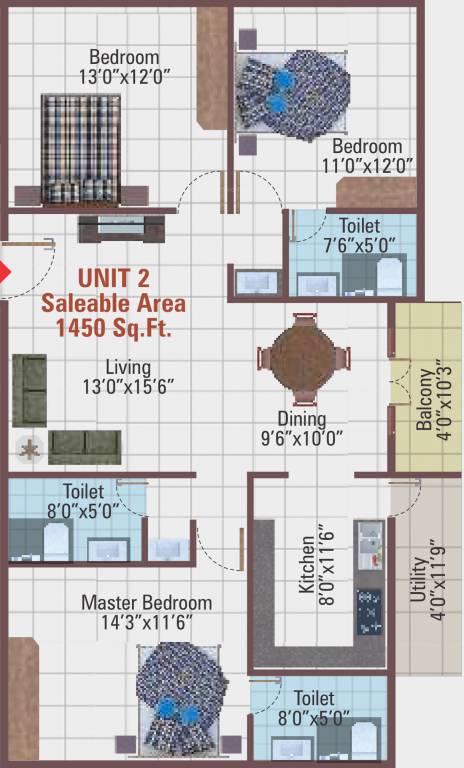 5 Elements Temple Bells Premier (3BHK+3T (1,450 sq ft) 1450 sq ft)
