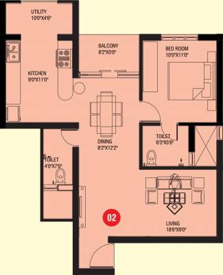 Pride Jasmine Pride (1BHK+2T (850 sq ft) 850 sq ft)