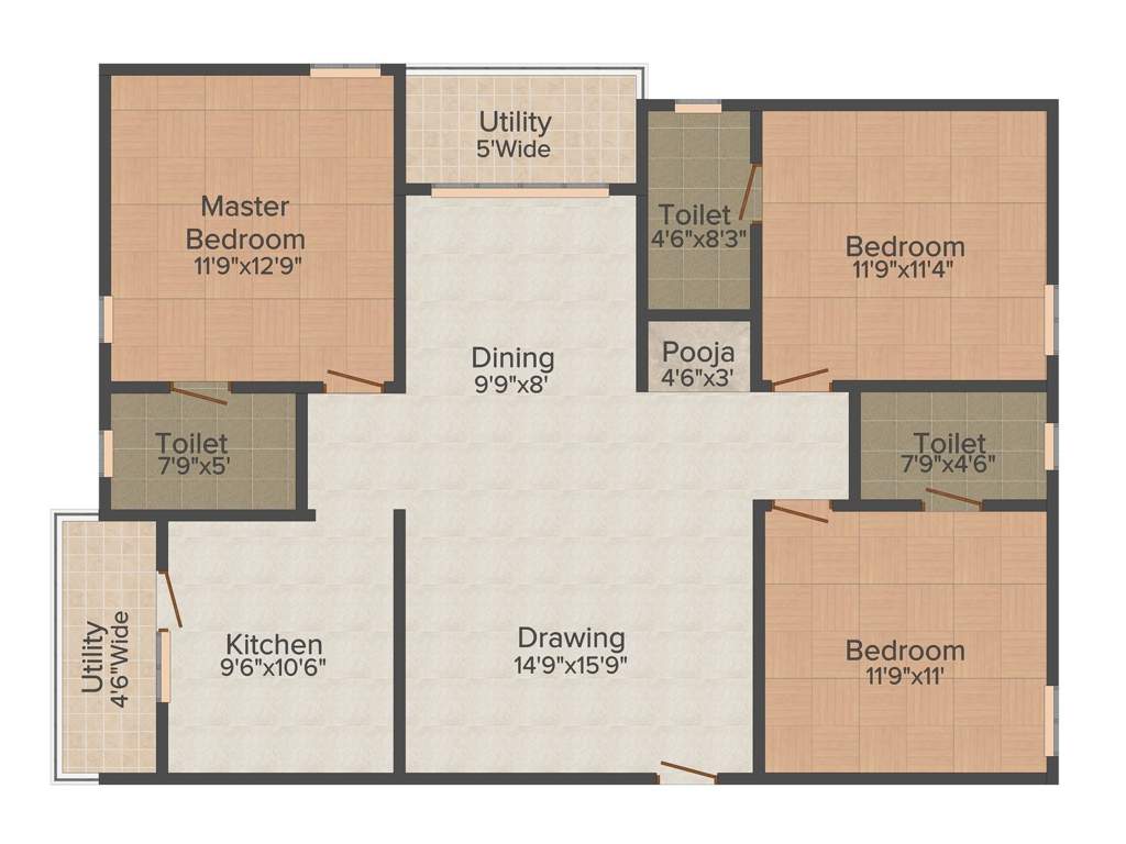 Saroj Symphony (3BHK+3T (1,525 sq ft) + Pooja Room 1525 sq ft)