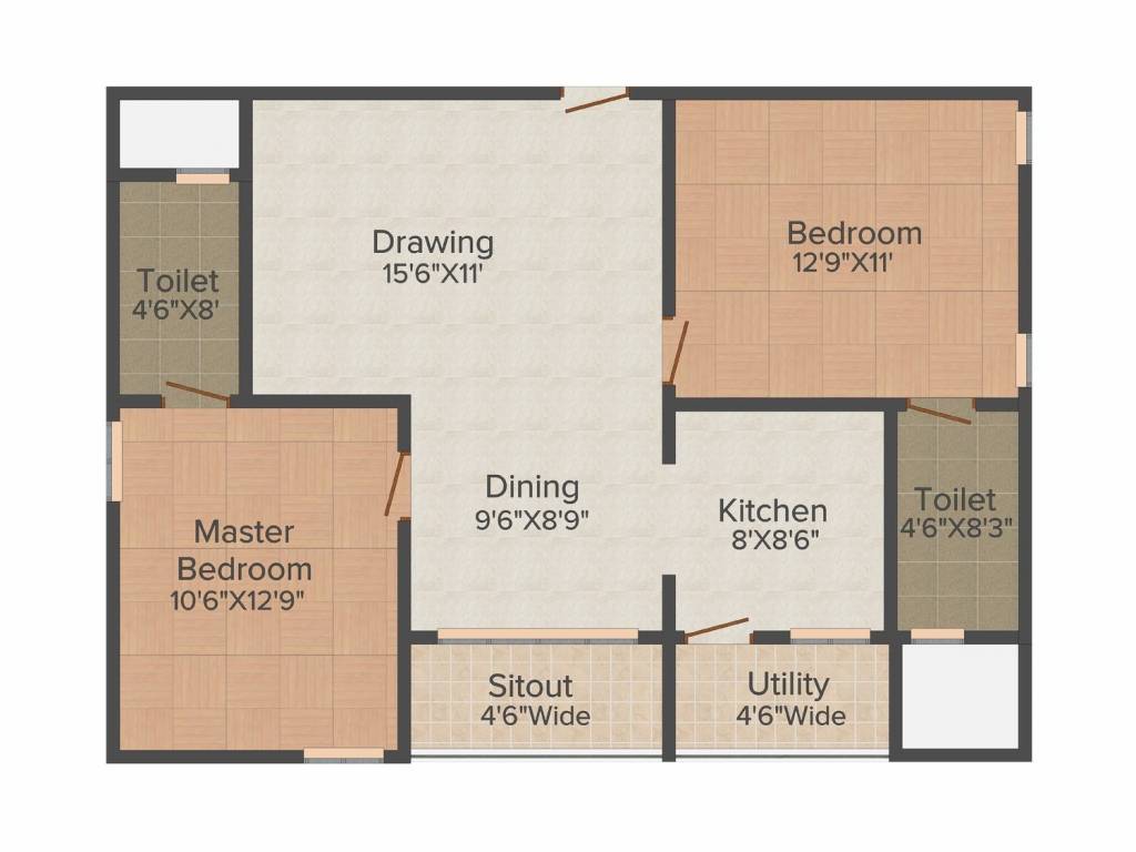 Saroj Symphony (2BHK+2T (1,080 sq ft) 1080 sq ft)