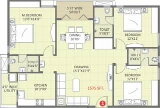 Saroj Symphony (3BHK+3T (1,575 sq ft) 1575 sq ft)