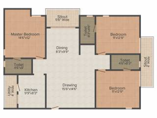 Saroj Symphony (3BHK+3T (1,620 sq ft) 1620 sq ft)