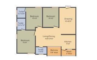 R S Developers Bangalore Green View (3BHK+3T (1,386 sq ft) 1386 sq ft)