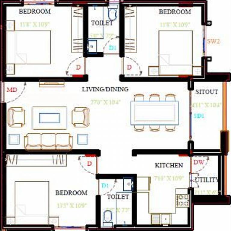 Mahaveer Meridian (3BHK+2T (1,268 sq ft) 1268 sq ft) Mahaveer Meridian (3BHK+2T (1,268 sq ft) 1268 sq ft)
