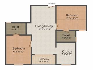 Radiance Mercury (2BHK+2T (967 sq ft) 967 sq ft)