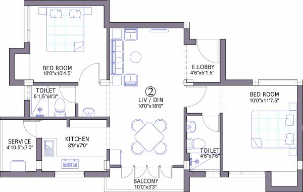 Priams Syumbhu Ganapathy (2BHK+2T (870 sq ft) 870 sq ft)