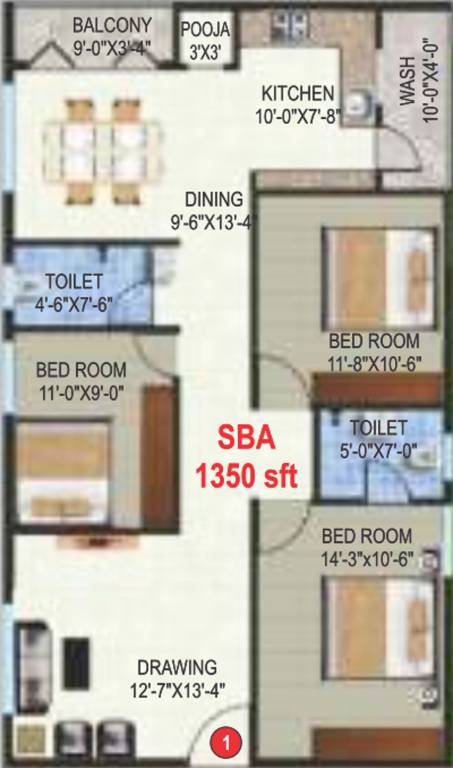 Garuda Garuda Blossom (3BHK+2T (1,350 sq ft) 1350 sq ft)