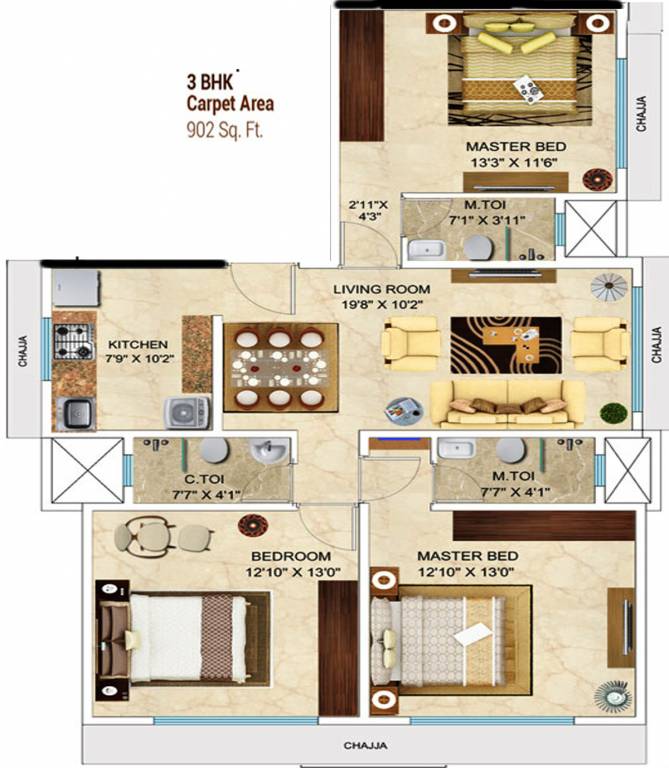 MICL Aaradhya Saphalya (3BHK+3T (902 sq ft) 902 sq ft)