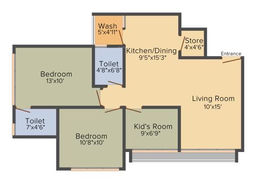 Sun Aspire (2BHK+2T (1,235 sq ft) Study Room 1235 sq ft) Sun Aspire (2BHK+2T (1,235 sq ft) Study Room 1235 sq ft)