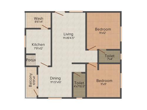 Sampada Sai Greenz (2BHK+2T (1,130 sq ft) + Pooja Room 1130 sq ft) Sampada Sai Greenz (2BHK+2T (1,130 sq ft) + Pooja Room 1130 sq ft)