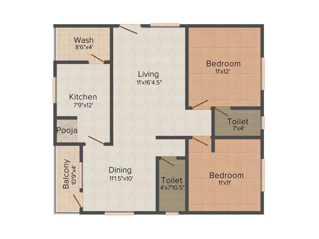 Sampada Sai Greenz (2BHK+2T (1,130 sq ft) + Pooja Room 1130 sq ft)