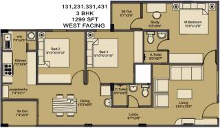 CoEvolve Elvira (3BHK+2T (1,299 sq ft) 1299 sq ft)