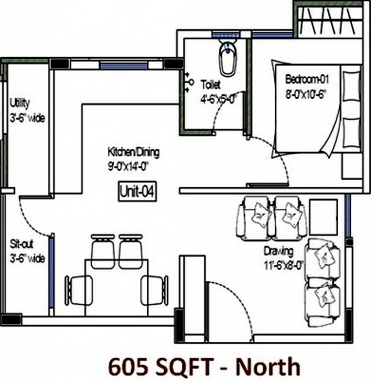Suravarapu Orlando (1BHK+1T (605 sq ft) 605 sq ft)