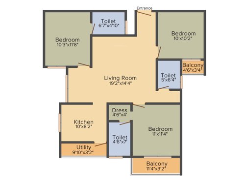 Vakil Daffodils 3BHK+3T (1,197 sq ft) Vakil Daffodils 3BHK+3T (1,197 sq ft)