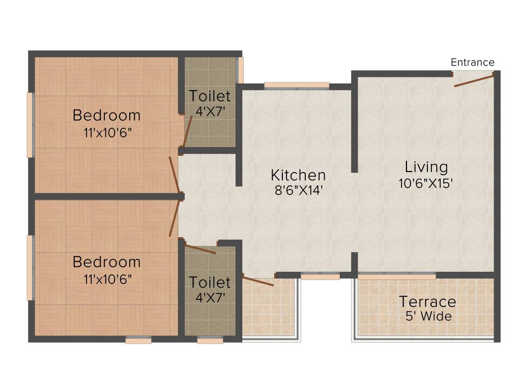 Krisala Palash (2BHK+2T (845 sq ft) 845 sq ft)
