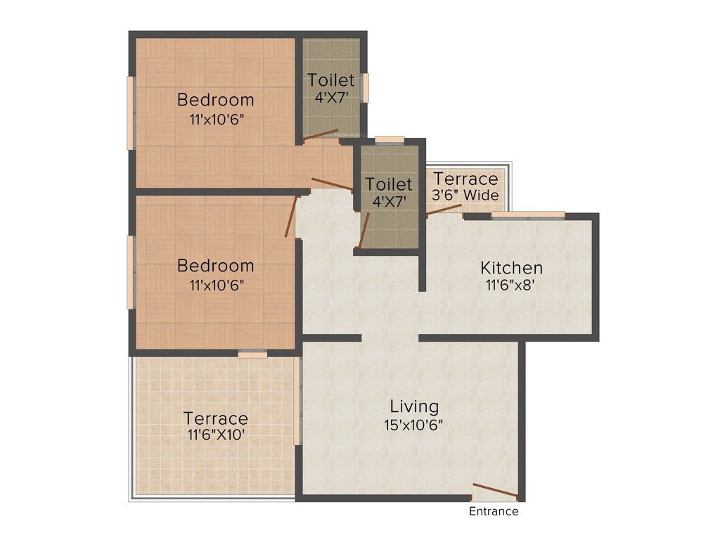 Krisala Palash (2BHK+2T (935 sq ft) 935 sq ft)