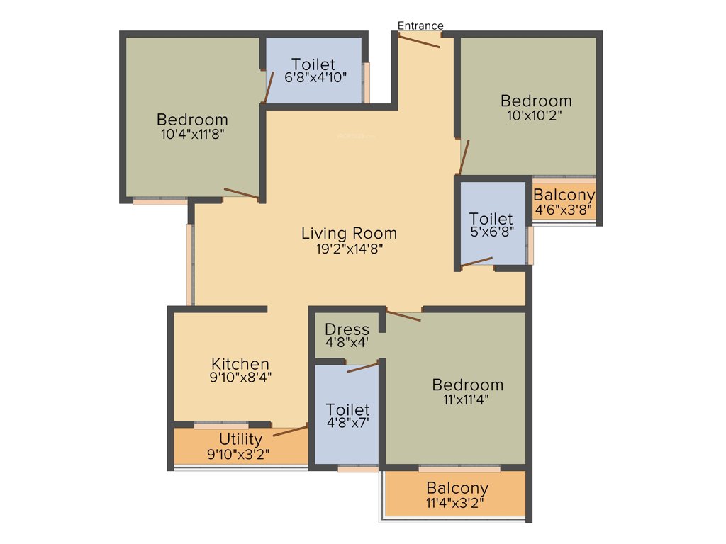 Vakil Daffodils 3BHK+3T (1,208 sq ft)