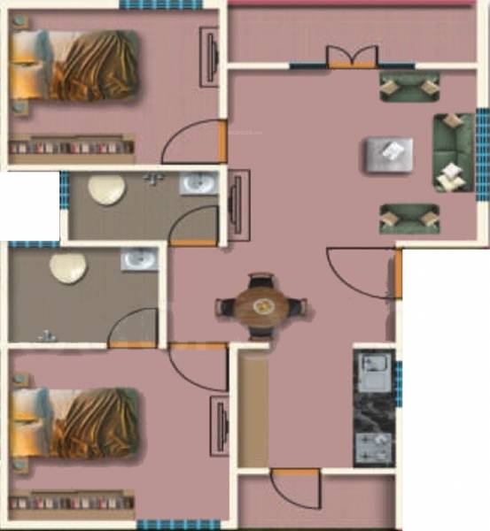 Synergy Sunshine (2BHK+2T (855 sq ft) 855 sq ft)