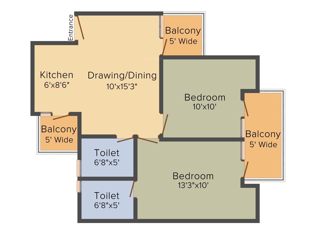 Panchsheel Pinnacle (2BHK+2T (975 sq ft) 975 sq ft)