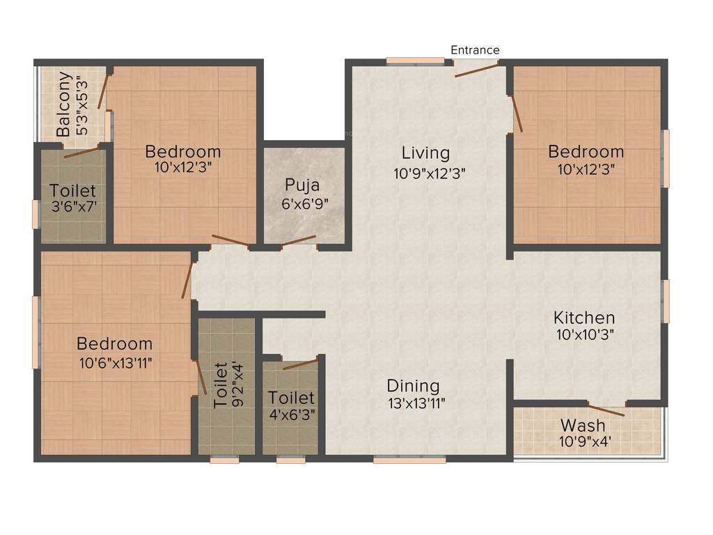 Sampada Sugathi (3BHK+3T (1,521 sq ft) + Pooja Room 1521 sq ft)