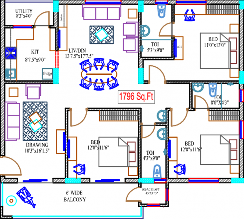 MMFC Towers (3BHK+3T (1,796 sq ft) + Pooja Room 1796 sq ft) MMFC Towers (3BHK+3T (1,796 sq ft) + Pooja Room 1796 sq ft)