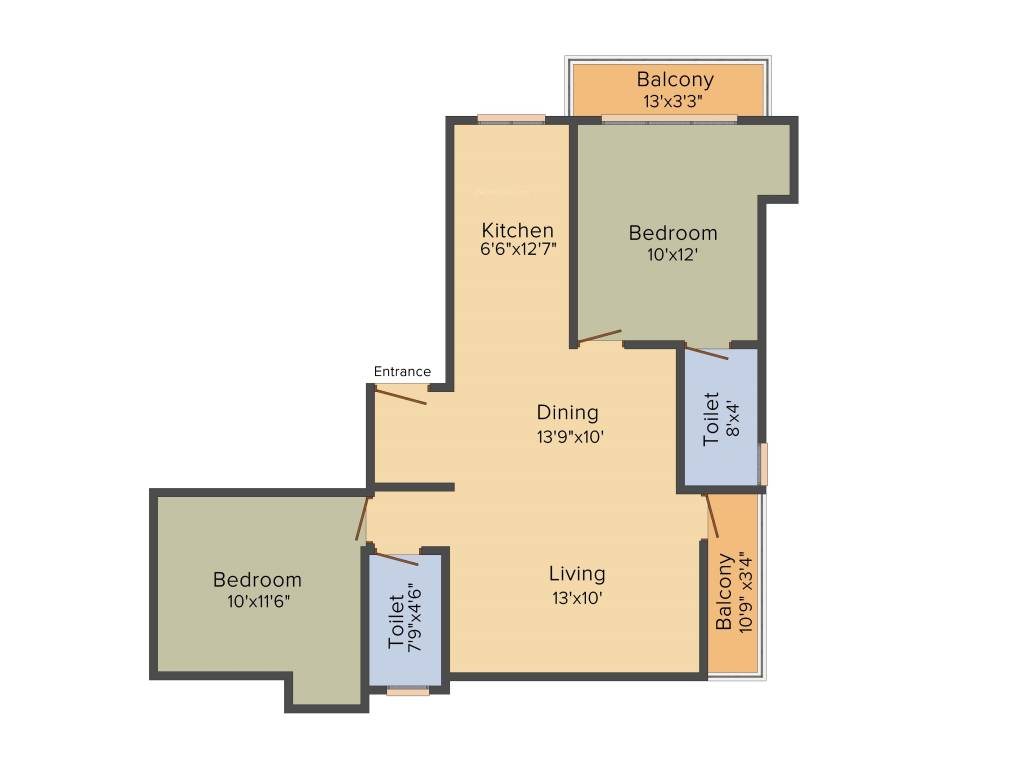 MS MM Opulent (2BHK+2T (1,043 sq ft) 1043 sq ft)