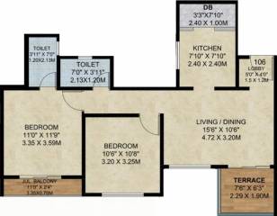 Kohinoor Abhimaan (2BHK+2T (937 sq ft) 937 sq ft)