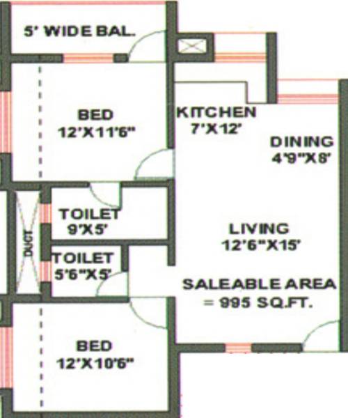 BLW Giriraj (2BHK+2T (995 sq ft) 995 sq ft) BLW Giriraj (2BHK+2T (995 sq ft) 995 sq ft)