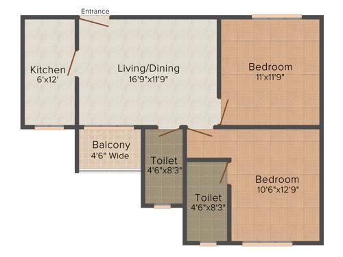 Verdant Tulip (2BHK+2T (996 sq ft) 996 sq ft)