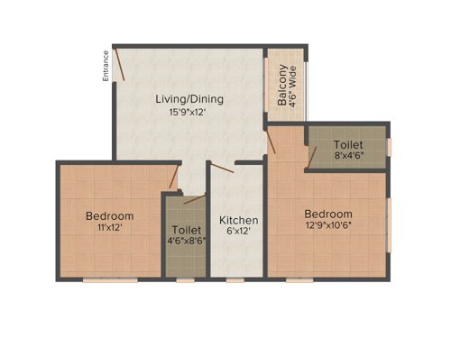 Verdant Tulip (2BHK+2T (1,022 sq ft) 1022 sq ft)