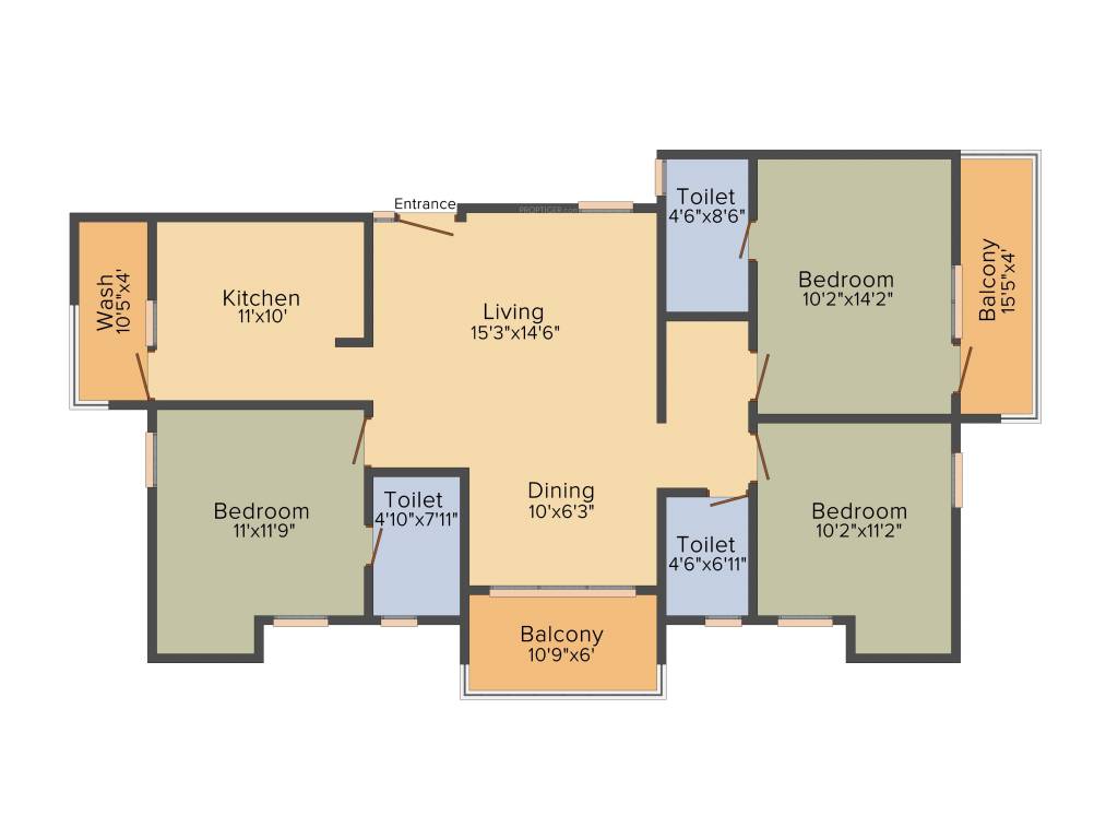 Amace Anand Roop (3BHK+3T (1,527 sq ft) 1527 sq ft)