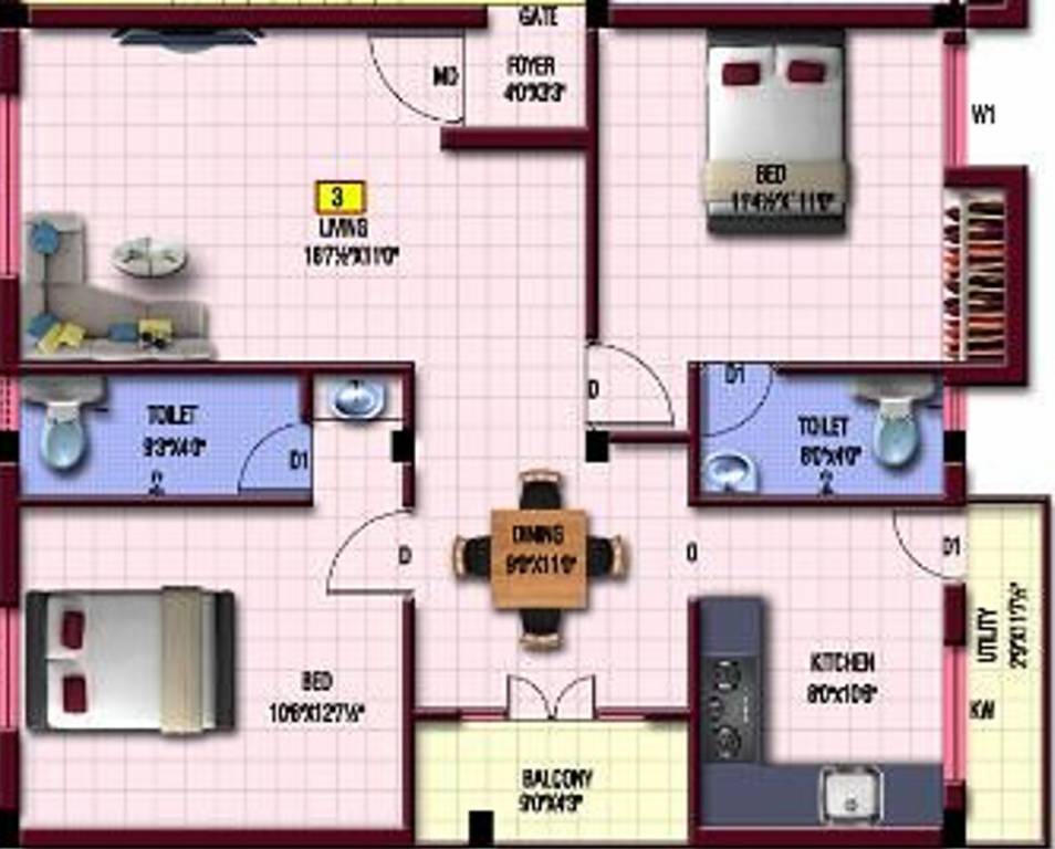 SSB Dhanasvalli (2BHK+2T (1,065 sq ft) 1065 sq ft) SSB Dhanasvalli (2BHK+2T (1,065 sq ft) 1065 sq ft)