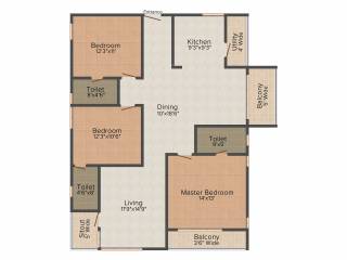 Fortuna Blue Wings (3BHK+3T (1,765 sq ft) 1765 sq ft) Fortuna Blue Wings (3BHK+3T (1,765 sq ft) 1765 sq ft)