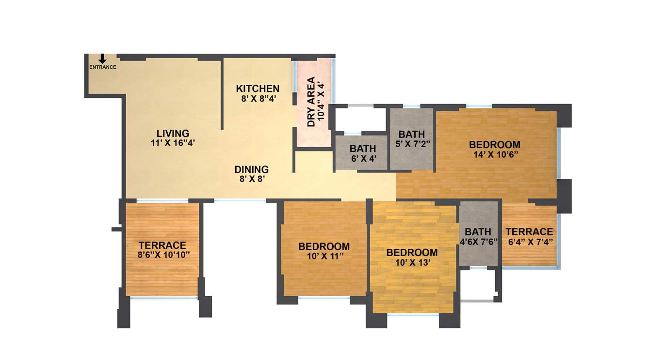 Jhala Mahalunge Riveria (3BHK+3T (1,446 sq ft) 1446 sq ft)